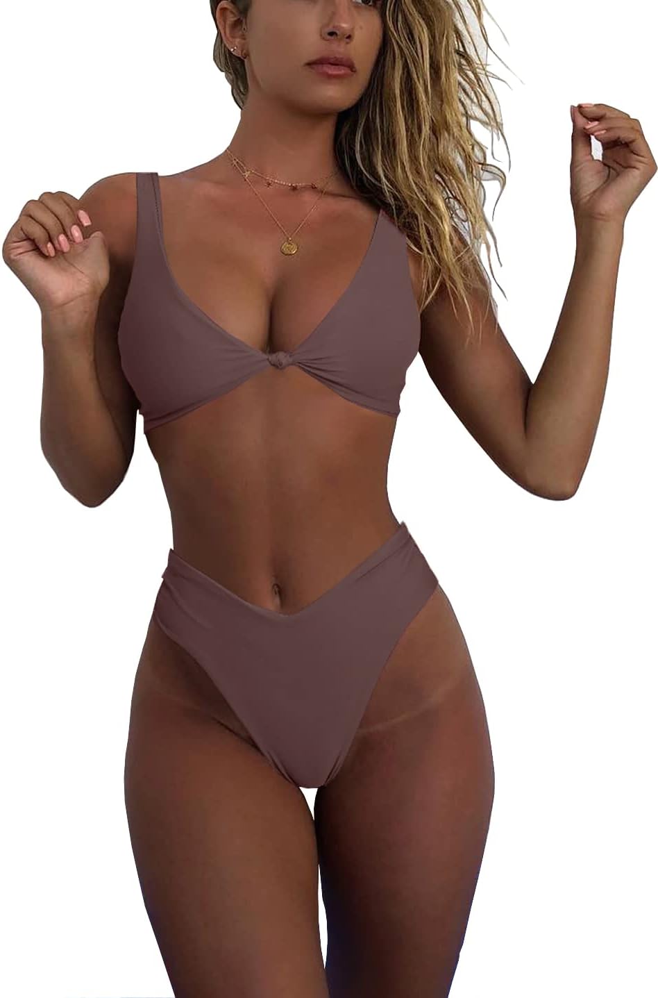 CONJUNTO BIKINI PUSH UP MUJER COMPRA FACIL GELUBOAO CUELLO EN V NUDO FRONTAL + TANGA PIERNA ALTA 2 PIEZAS - 2