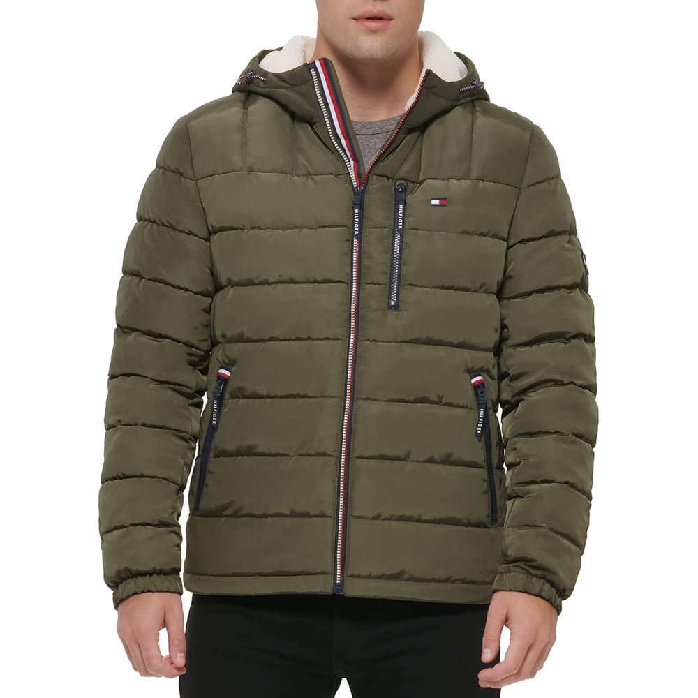 CASACA TOMMY HILFIGER ACOLCHADA RESISTENTE AL AGUA CON CAPUCHA PARA HOMBRE - 1