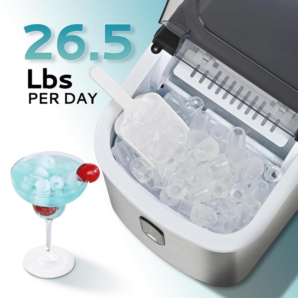 EUHOMY MÁQUINA DE HIELO DE ENCIMERA CON ASA 26.5 LB/24H - 2