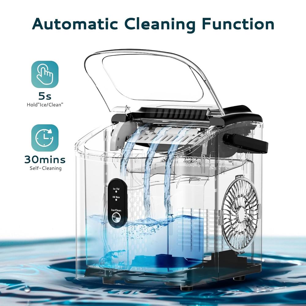EUHOMY MÁQUINA DE HIELO DE ENCIMERA CON ASA 26.5 LB/24H - 5
