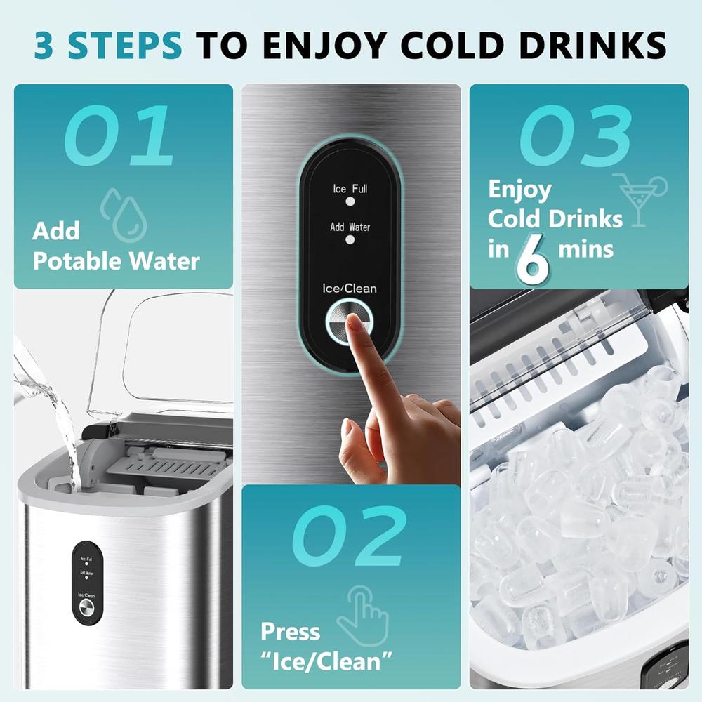EUHOMY MÁQUINA DE HIELO DE ENCIMERA CON ASA 26.5 LB/24H - 6
