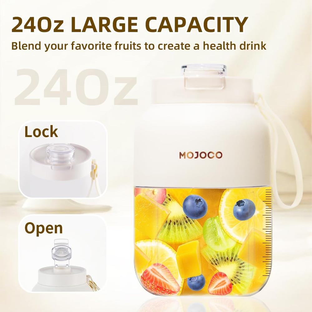 MOJOCO LICUADORA PORTÁTIL 24OZ INALÁMBRICA / RECARGABLE PARA BATIDOS | BLANCO - 4