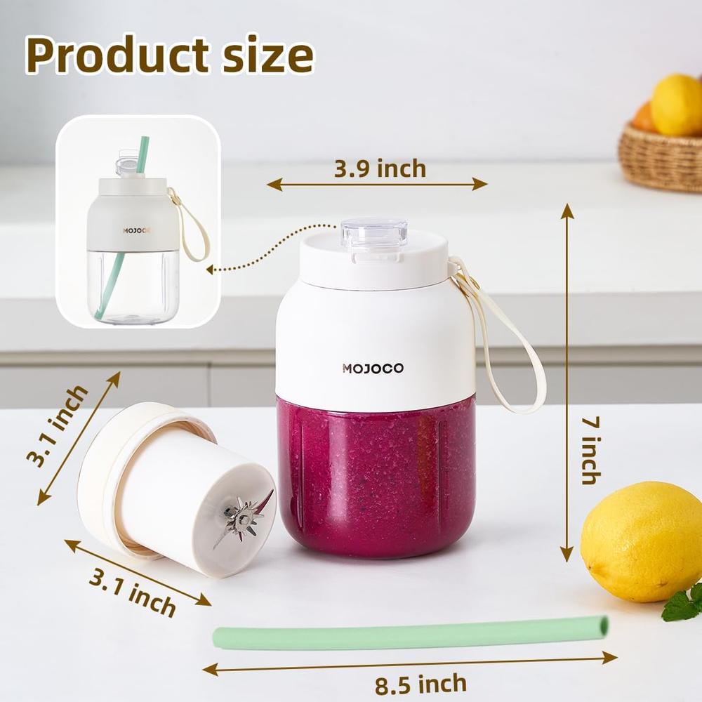 MOJOCO LICUADORA PORTÁTIL 24OZ INALÁMBRICA / RECARGABLE PARA BATIDOS | BLANCO - 5