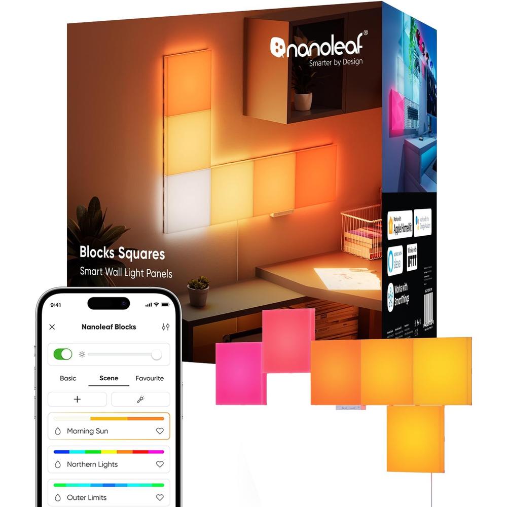 NANOLEAF BLOCKS PANELES LED DE PARED INTELIGENTES RGBW WIFI 6-PACK - 1