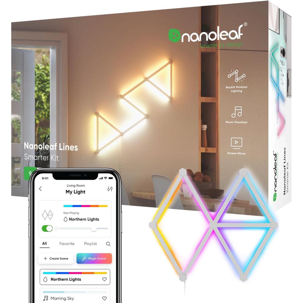 NANOLEAF LINES LUCES LED DE PARED INTELIGENTES RGBW WIFI KIT 9 BARRAS - 1