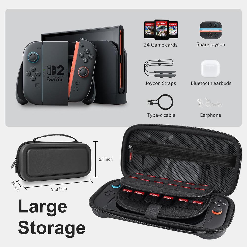 ESTUCHE DE VIAJE PARA NINTENDO SWITCH 2 COBAK | NEGRO - 2