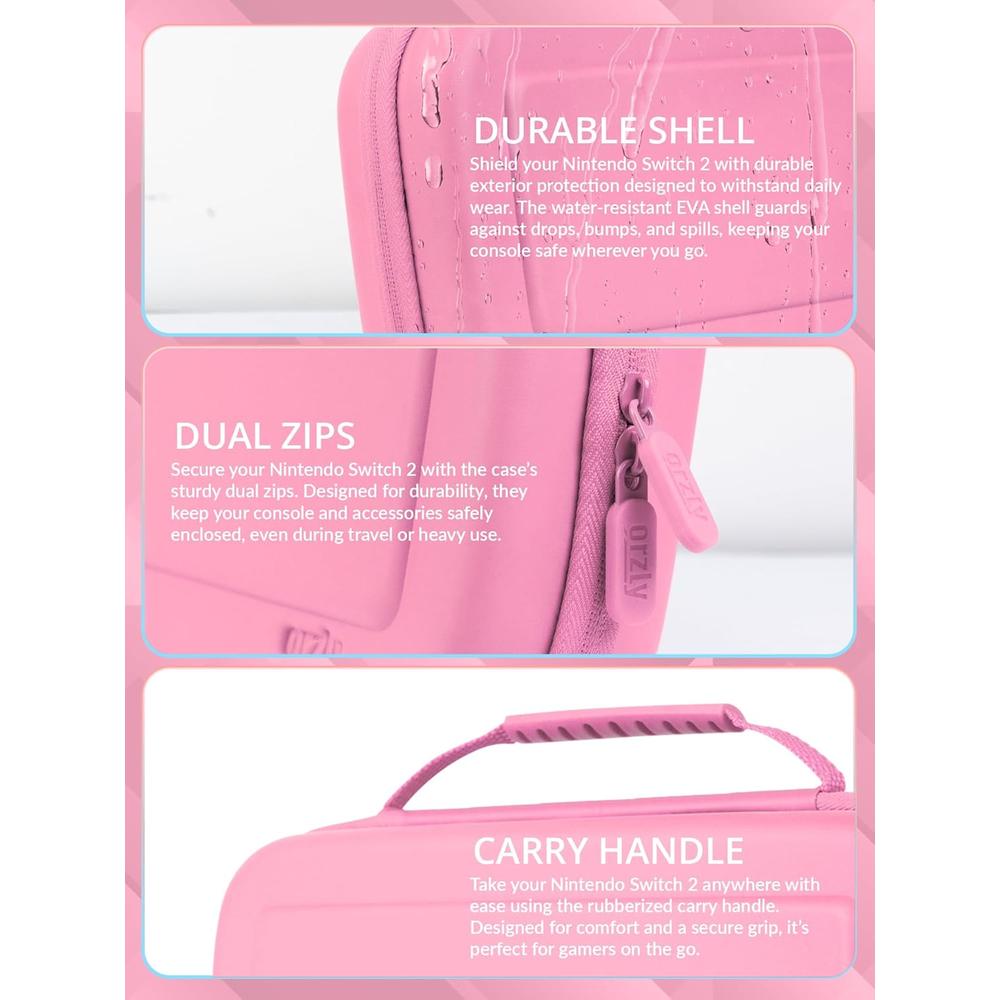ESTUCHE DE VIAJE PROTECTOR PARA NINTENDO SWITCH 2 ORZLY | PINK - 4