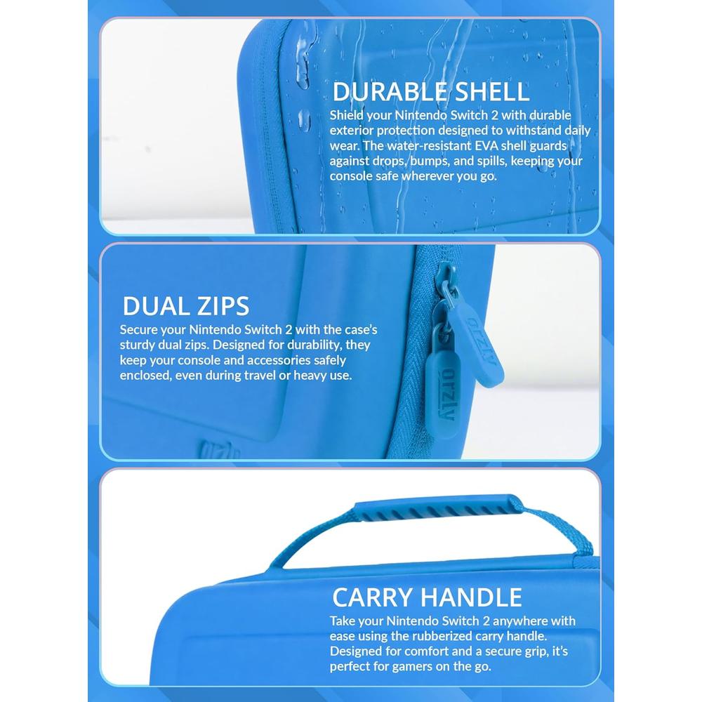 ESTUCHE DE VIAJE PROTECTOR PARA NINTENDO SWITCH 2 ORZLY | AZUL - 4