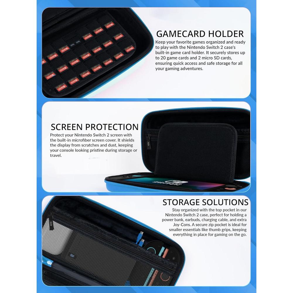 ESTUCHE DE VIAJE PROTECTOR PARA NINTENDO SWITCH 2 ORZLY | AZUL - 5