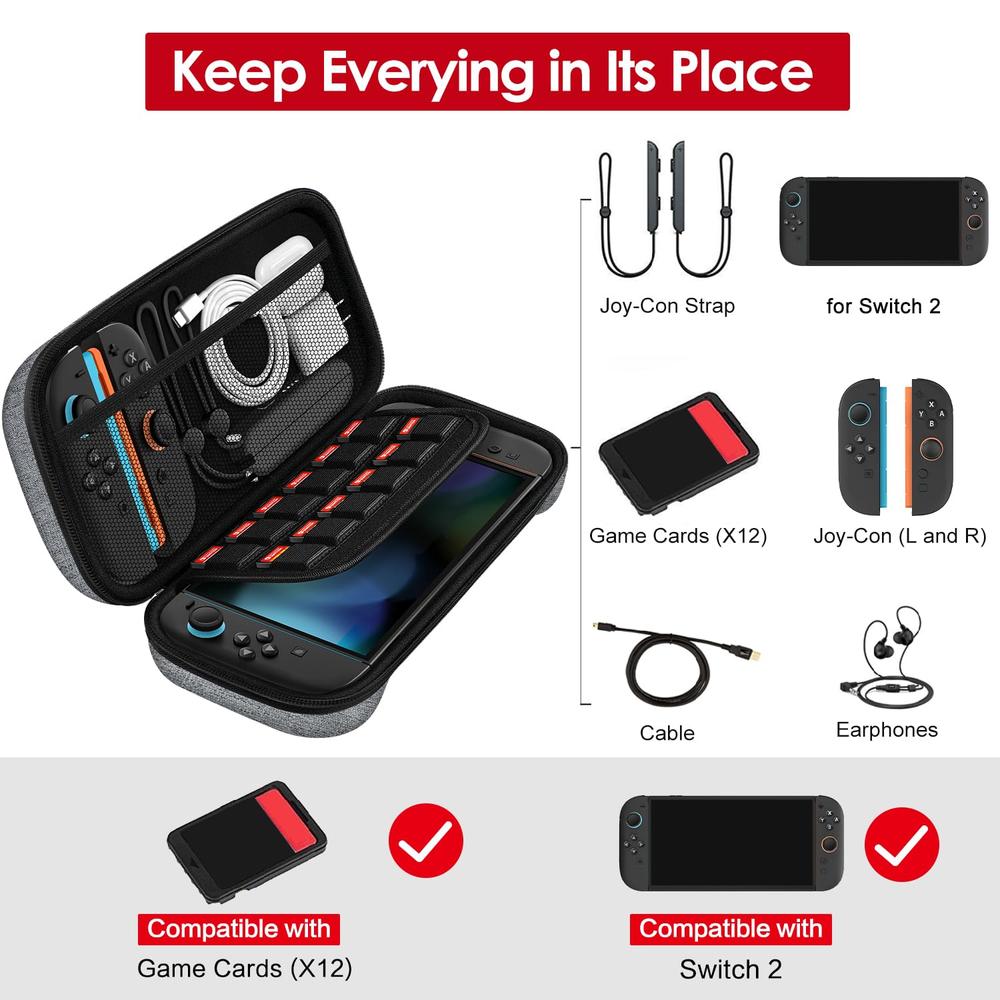 ESTUCHE DE VIAJE PARA NINTENDO SWITCH 2 IVOLER | NEGRO - 2