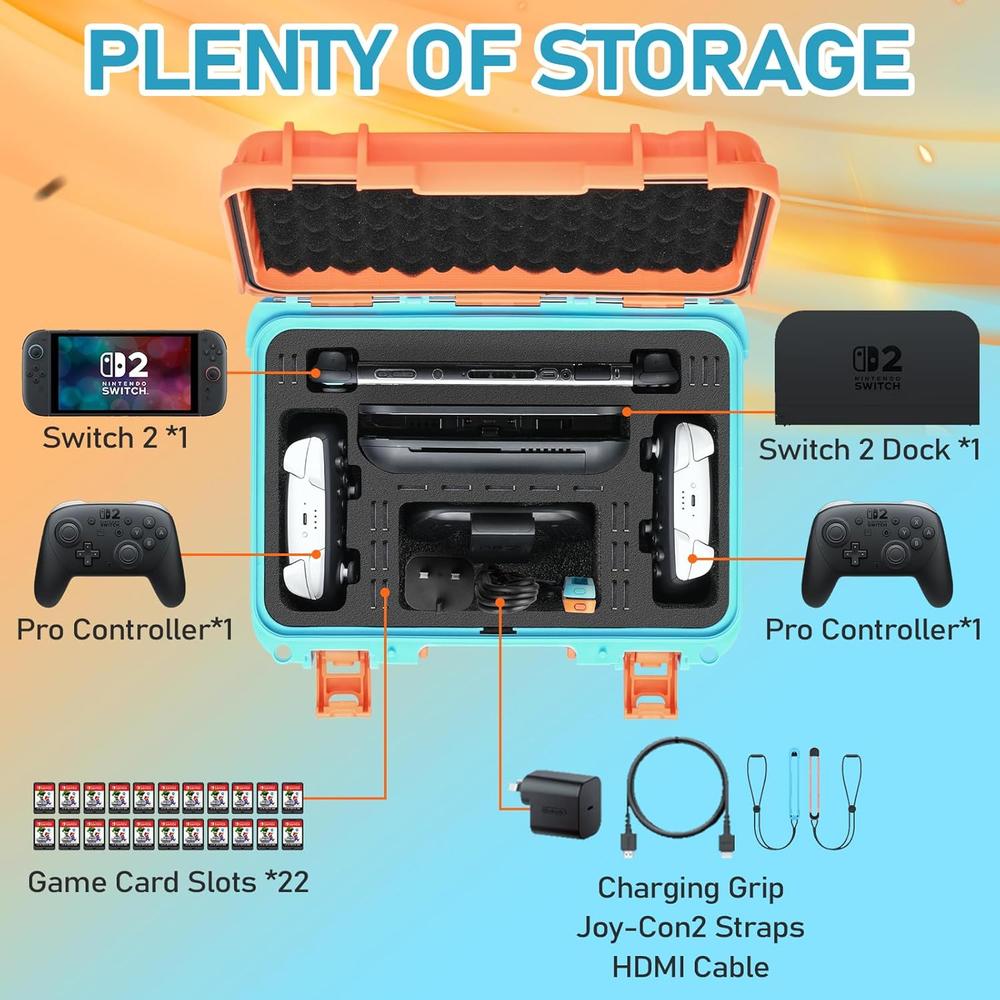 FUNDA DE VIAJE DELUXE PARA NINTENDO SWITCH 2 | NARANJA / CELESTE - 2