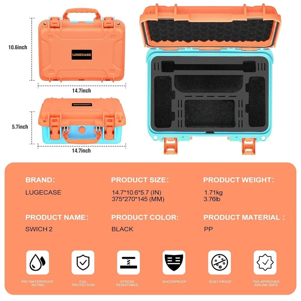 FUNDA DE VIAJE DELUXE PARA NINTENDO SWITCH 2 | NARANJA / CELESTE - 3