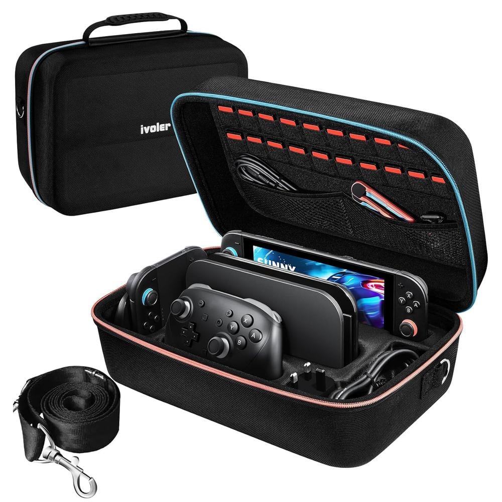 ESTUCHE DE VIAJE PARA NINTENDO SWITCH 2 7.9' / 20 CM IVOLER | NEGRO - 1