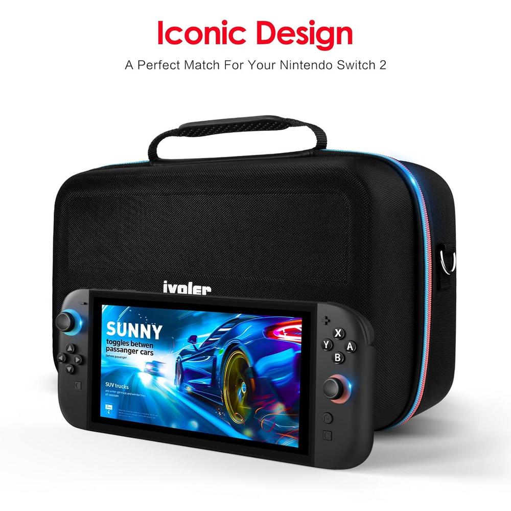 ESTUCHE DE VIAJE PARA NINTENDO SWITCH 2 7.9' / 20 CM IVOLER | NEGRO - 2