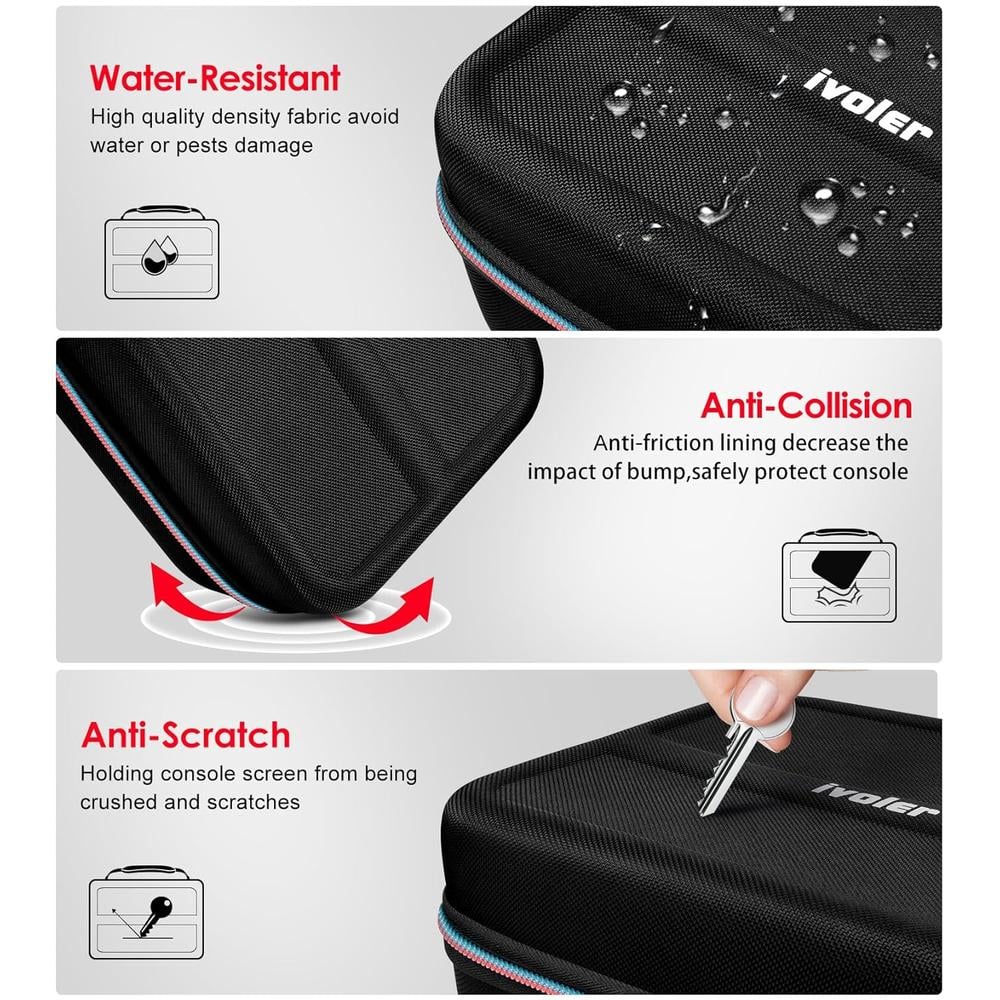 ESTUCHE DE VIAJE PARA NINTENDO SWITCH 2 7.9' / 20 CM IVOLER | NEGRO - 4