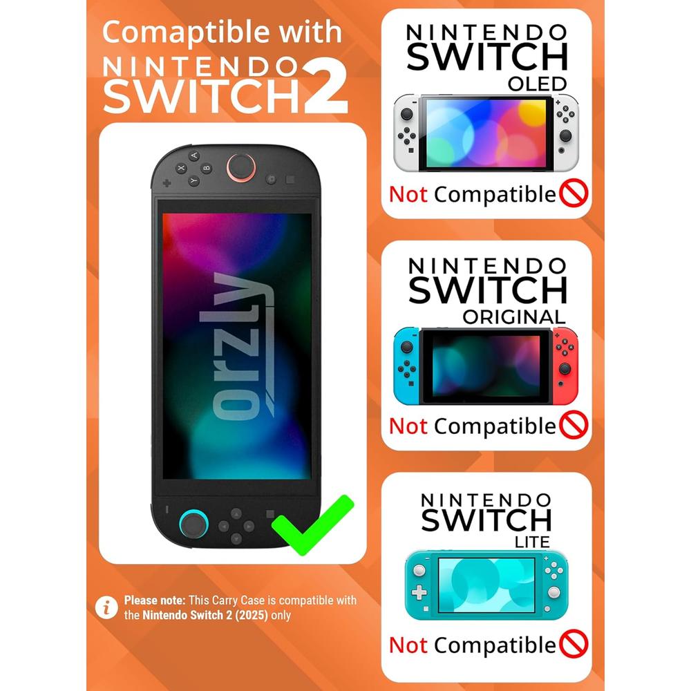 ESTUCHE DE VIAJE PROTECTOR PARA NINTENDO SWITCH 2 ORZLY | NARANJA - 2