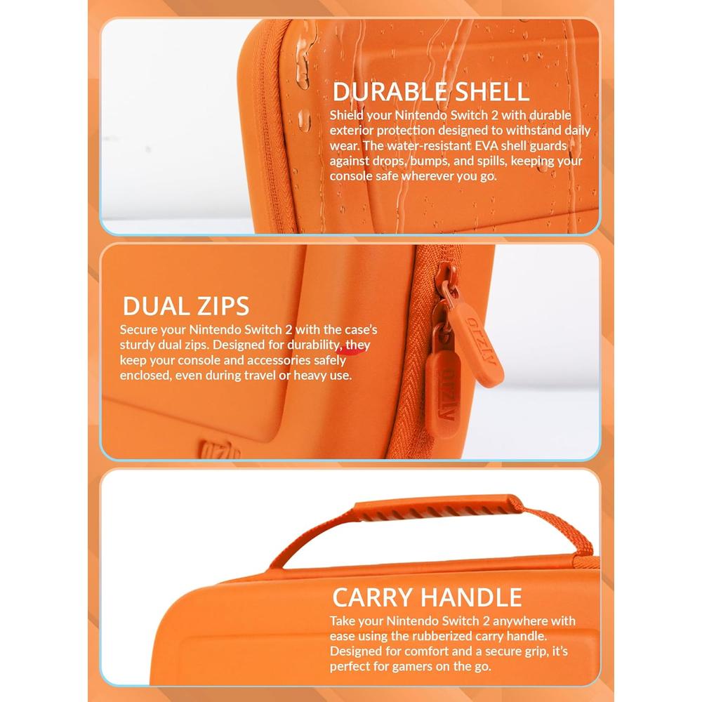 ESTUCHE DE VIAJE PROTECTOR PARA NINTENDO SWITCH 2 ORZLY | NARANJA - 4