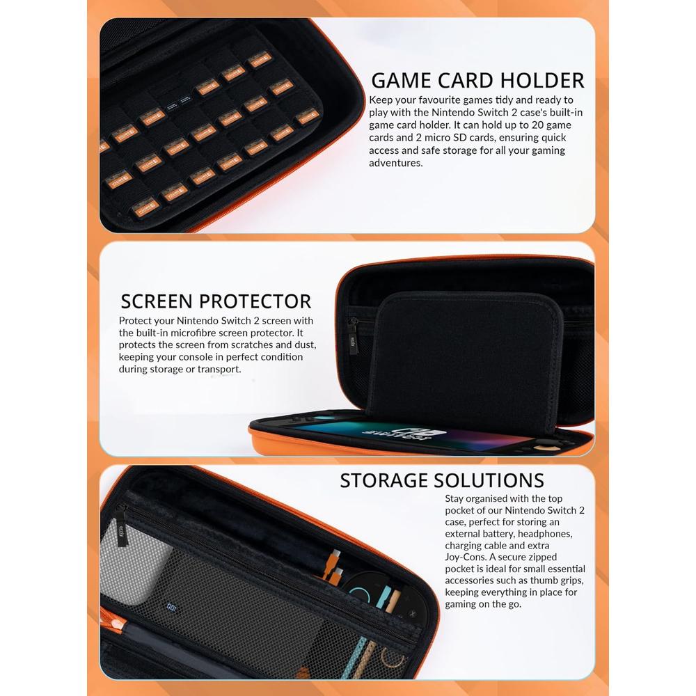 ESTUCHE DE VIAJE PROTECTOR PARA NINTENDO SWITCH 2 ORZLY | NARANJA - 5