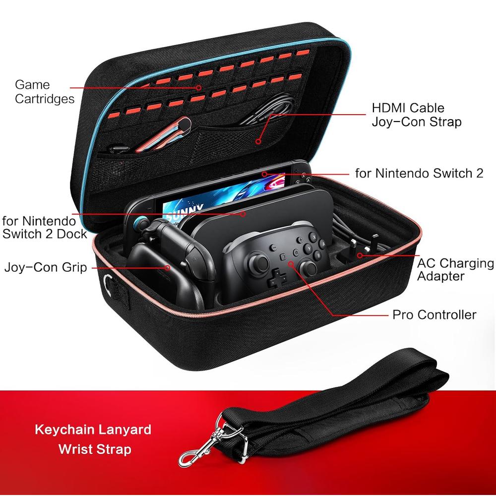 ESTUCHE DE VIAJE TODO EN UNO PARA NINTENDO SWITCH 2 IVOLER | NEGRO - 5