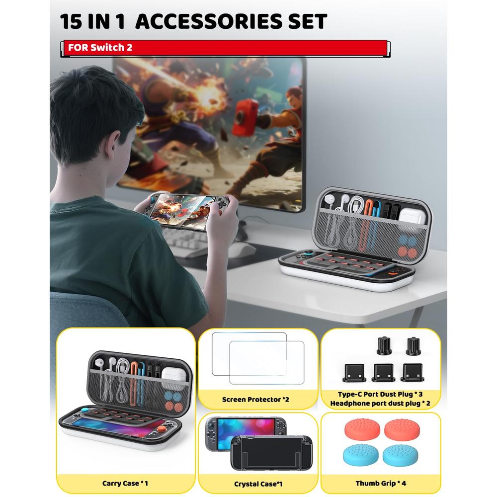 KIT DE ACCESORIOS PARA NINTENDO SWITCH 2 | BLANCO - 4