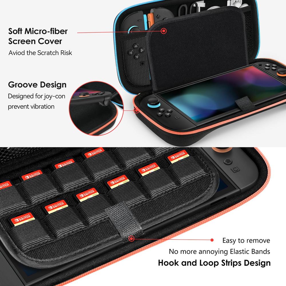 ESTUCHE DE VIAJE PARA NINTENDO SWITCH 2 7.9' / 20 CM IVOLER | NEGRO BRILLANTE - 3