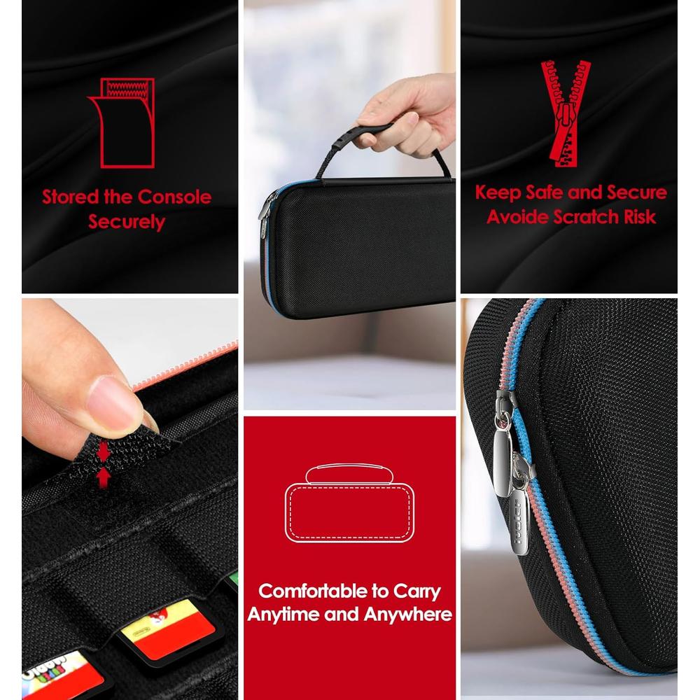 ESTUCHE DE VIAJE PARA NINTENDO SWITCH 2 7.9' / 20 CM IVOLER | NEGRO BRILLANTE - 6