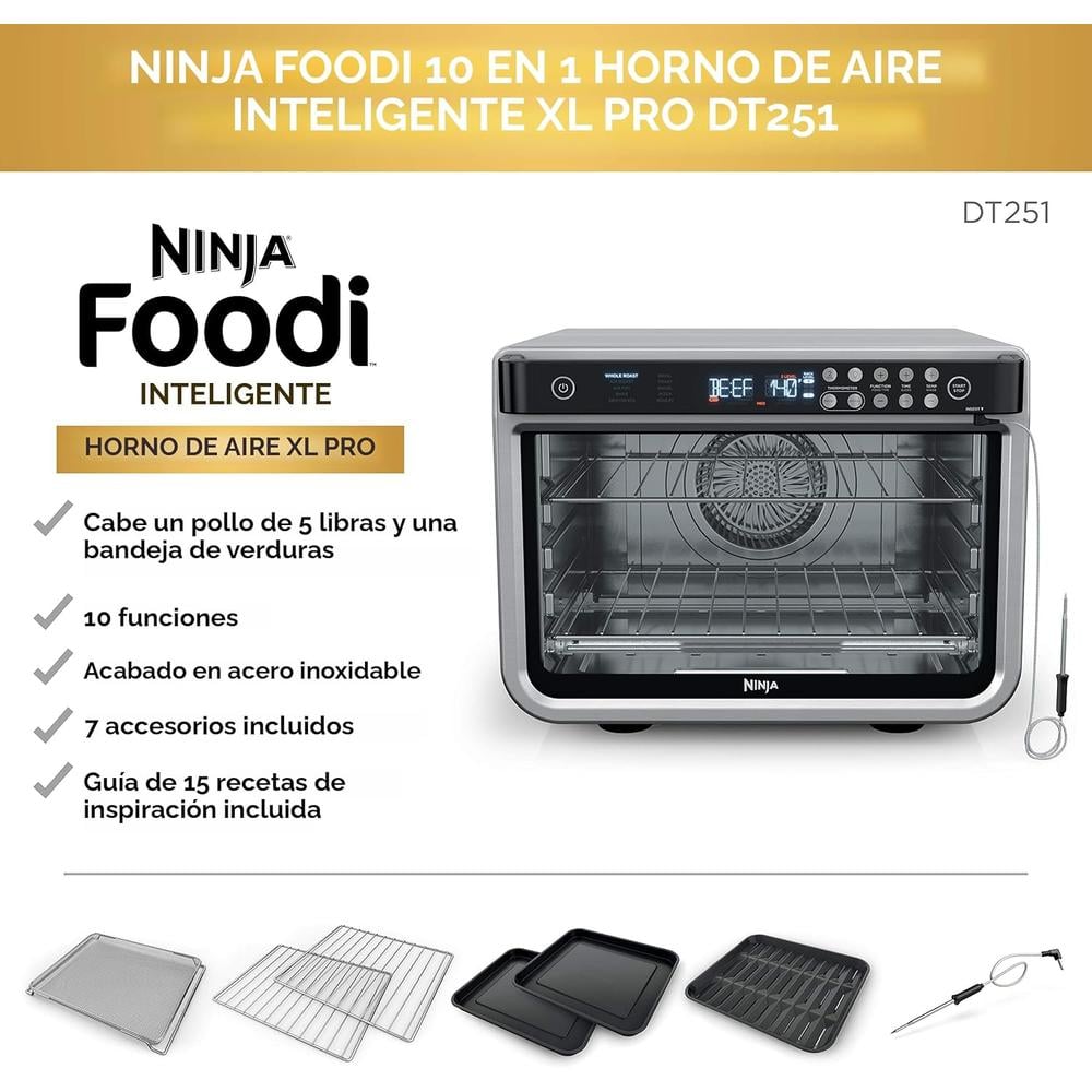 NINJA HORNO DE AIRE FOODI DT251 XL 10 EN 1, 4.85 LB / 2.2 KG | PLATEADO - 6