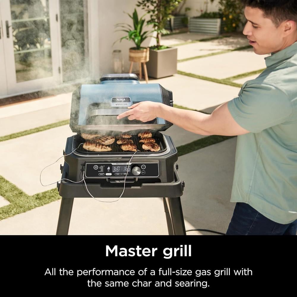 NINJA PARRILLA Y AHUMADOR WOODFIRE PRO OG951 7 EN 1, | NEGRO/AZUL - 2