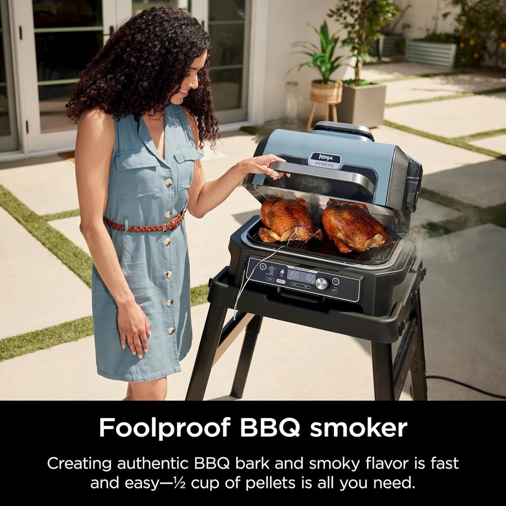 NINJA PARRILLA Y AHUMADOR WOODFIRE PRO OG951 7 EN 1, | NEGRO/AZUL - 3