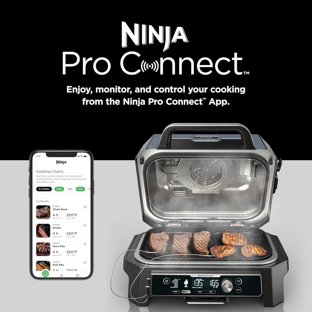 NINJA PARRILLA Y AHUMADOR WOODFIRE PRO OG951 7 EN 1, | NEGRO/AZUL - 6