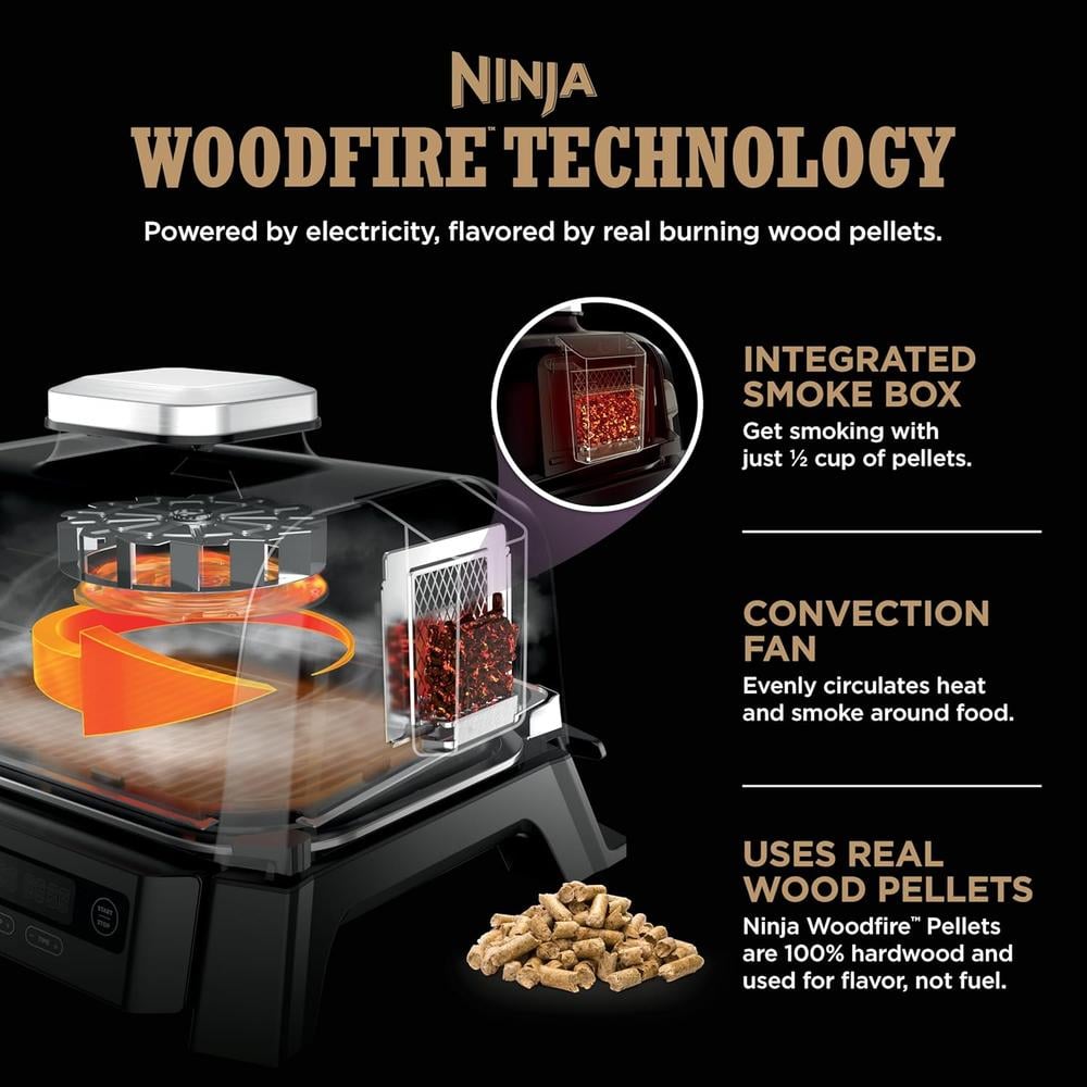 NINJA WOODFIRE OG301, PARRILLA Y AHUMADOR 4 EN 1, | NEGRO - 2