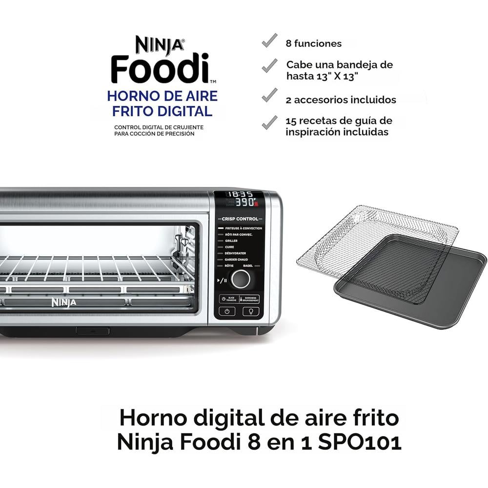 NINJA HORNO DE ENCIMERA DIGITAL AIR FRY SP101 8 EN 1, 60.7 OZ / 1.8 L | PLATEADO - 2