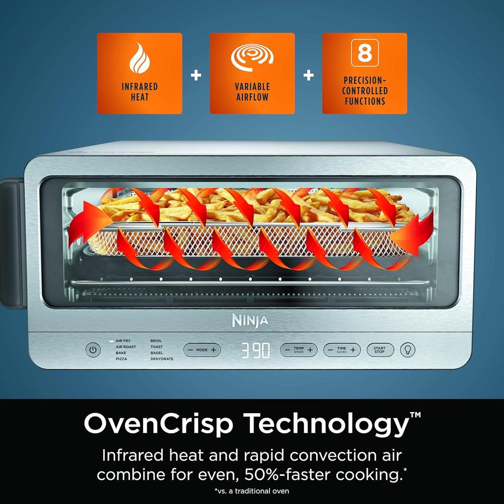 NINJA FOODI SP151, HORNO TOSTADOR Y FREIDORA DE AIRE 8 EN 1, 1800 W | ACERO - 4