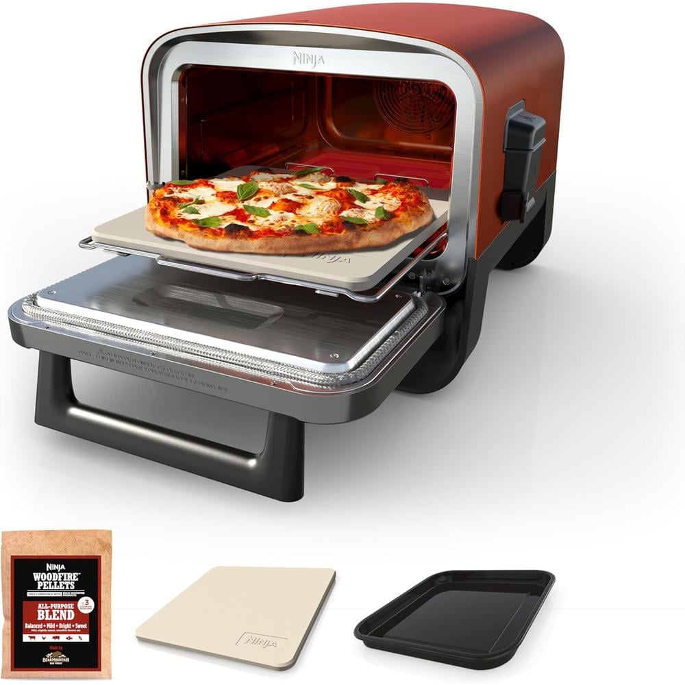 NINJA HORNO DE PIZZA EXTERIOR WOODFIRE 8 EN 1, 700 °F / 371 °C | ROJO TERRACOTA - 1