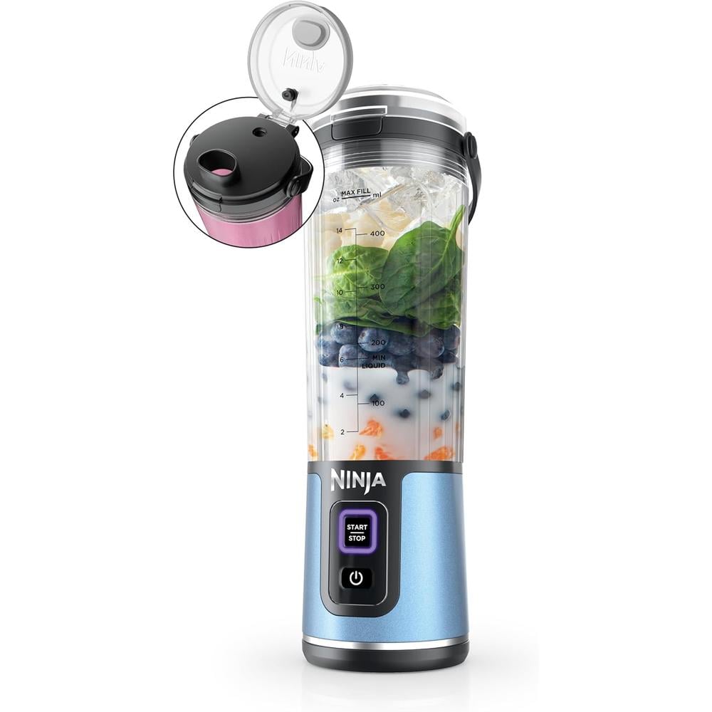 NINJA BLAST BC151BM, LICUADORA PORTÁTIL 500 ML, INALÁMBRICA | AZUL METALIZADO - 1