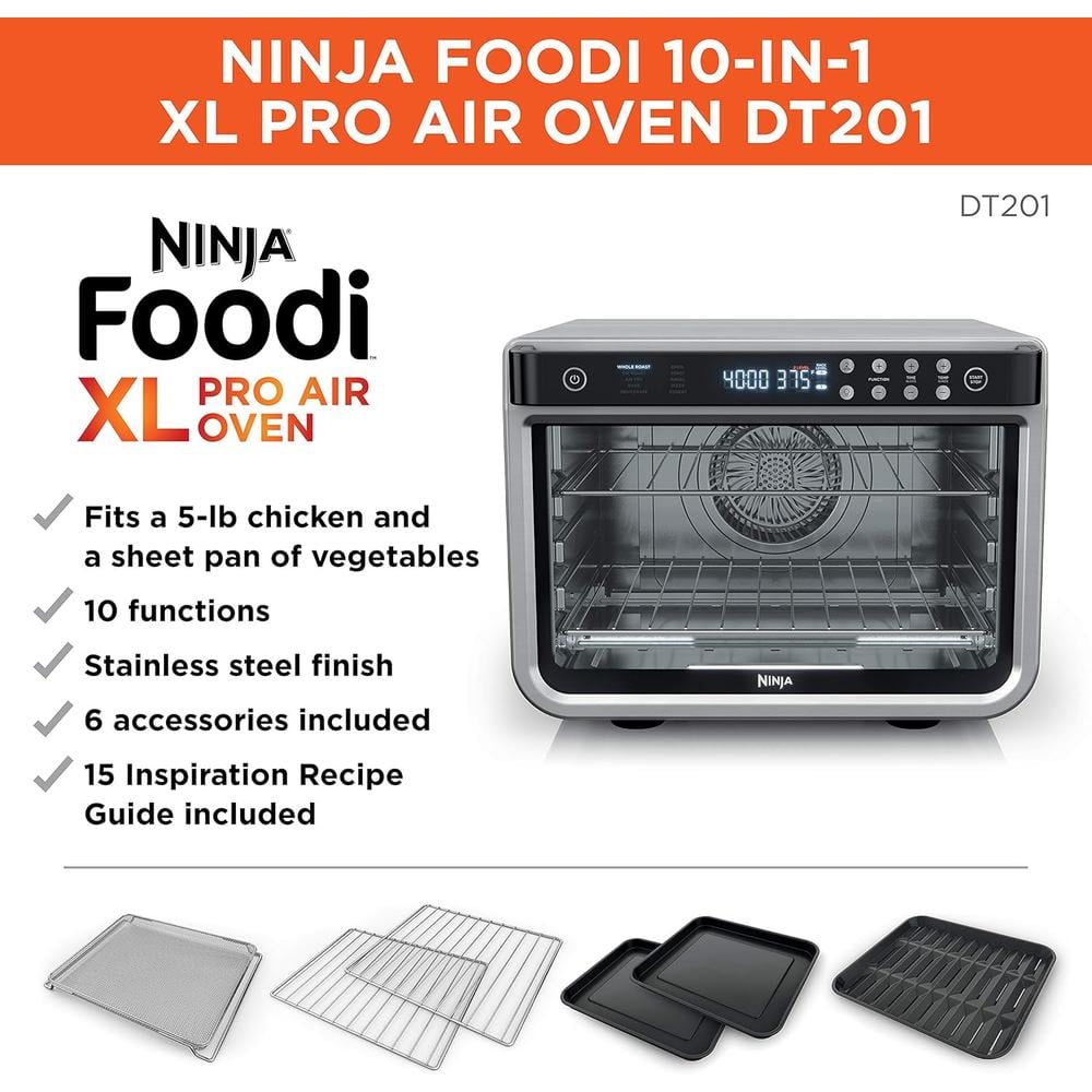 NINJA FOODI DT201, HORNO TOSTADOR 10 EN 1, 2.2 KG / 4.85 LB | ACERO INOXIDABLE - 2