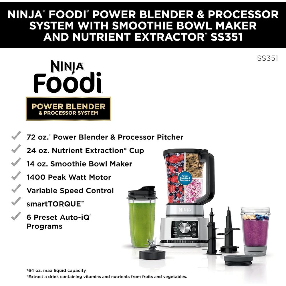 NINJA LICUADORA Y PROCESADORA FOODI POWER NUTRI DUO 72 OZ / 2.13 L - 3