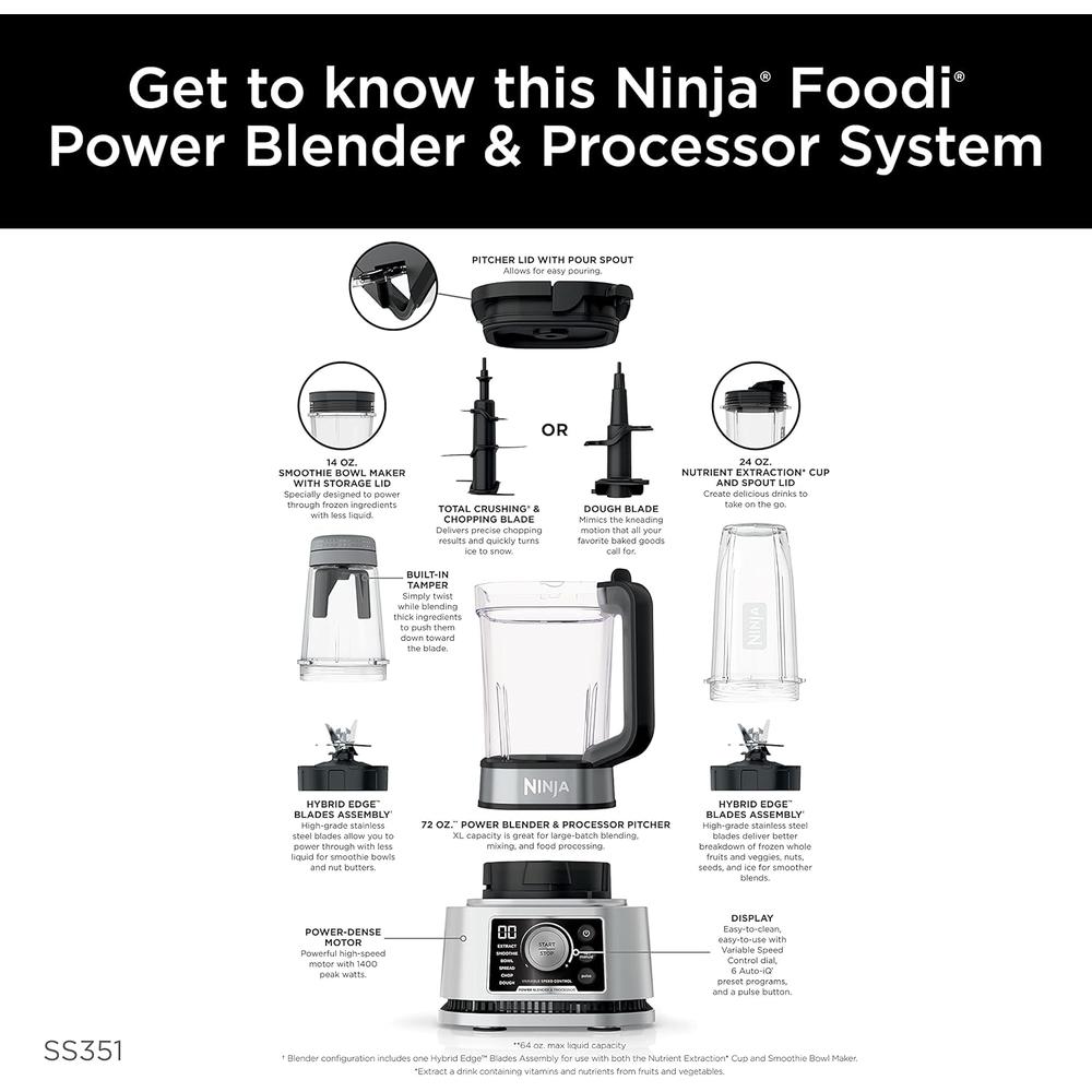 NINJA LICUADORA Y PROCESADORA FOODI POWER NUTRI DUO 72 OZ / 2.13 L - 6