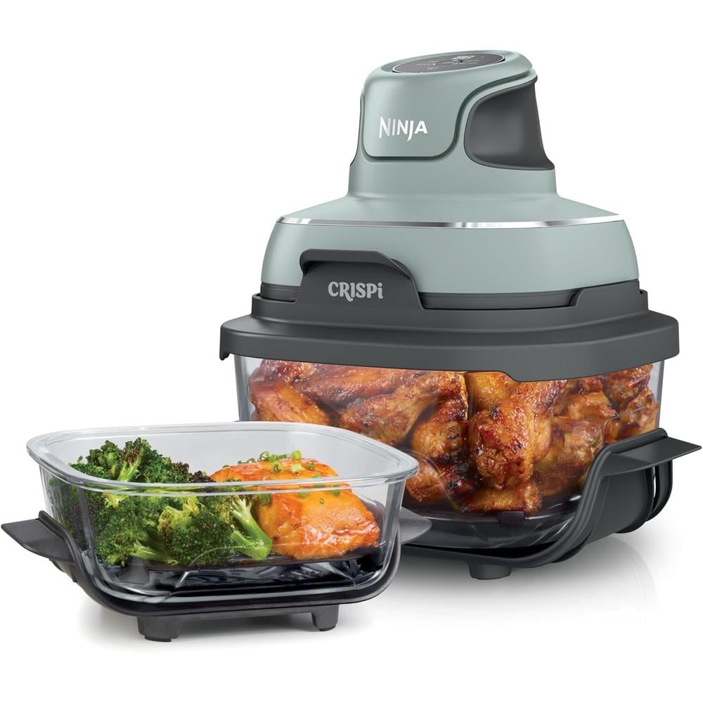 NINJA CRISPI FN101SG, FREIDORA DE AIRE Y COCINA PORTÁTIL 4 EN 1, VIDRIO | VERDE - 1