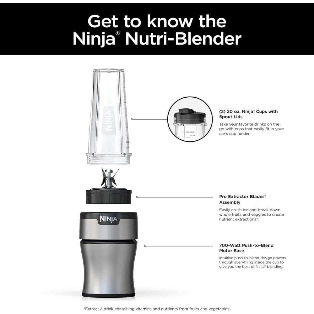 NINJA LICUADORA NUTRI-BLENDER BN300C 23.7 OZ / 700 ML | NEGRO/PLATEADO - 2