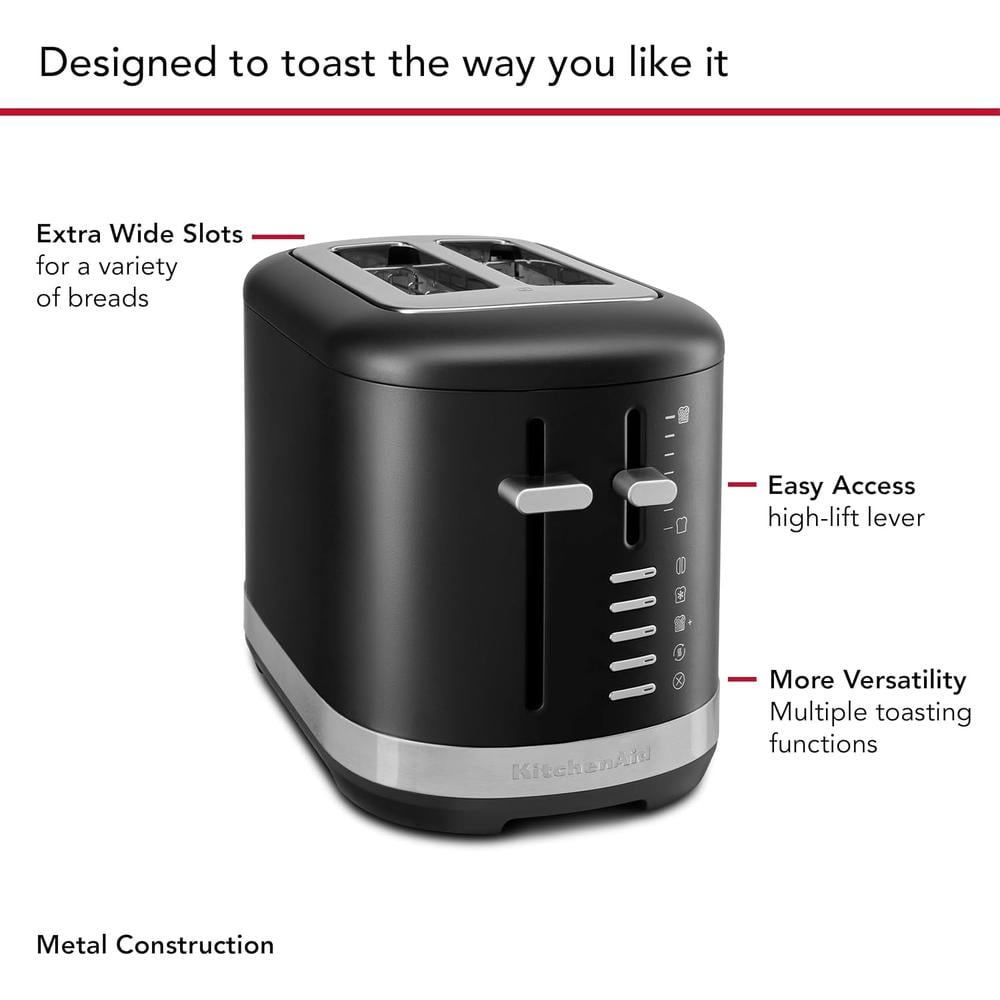 KITCHENAID, TOSTADORA AUTOMÁTICA 2 REBANADAS RANURAS EXTRA ANCHAS | NEGRO MATE - 4