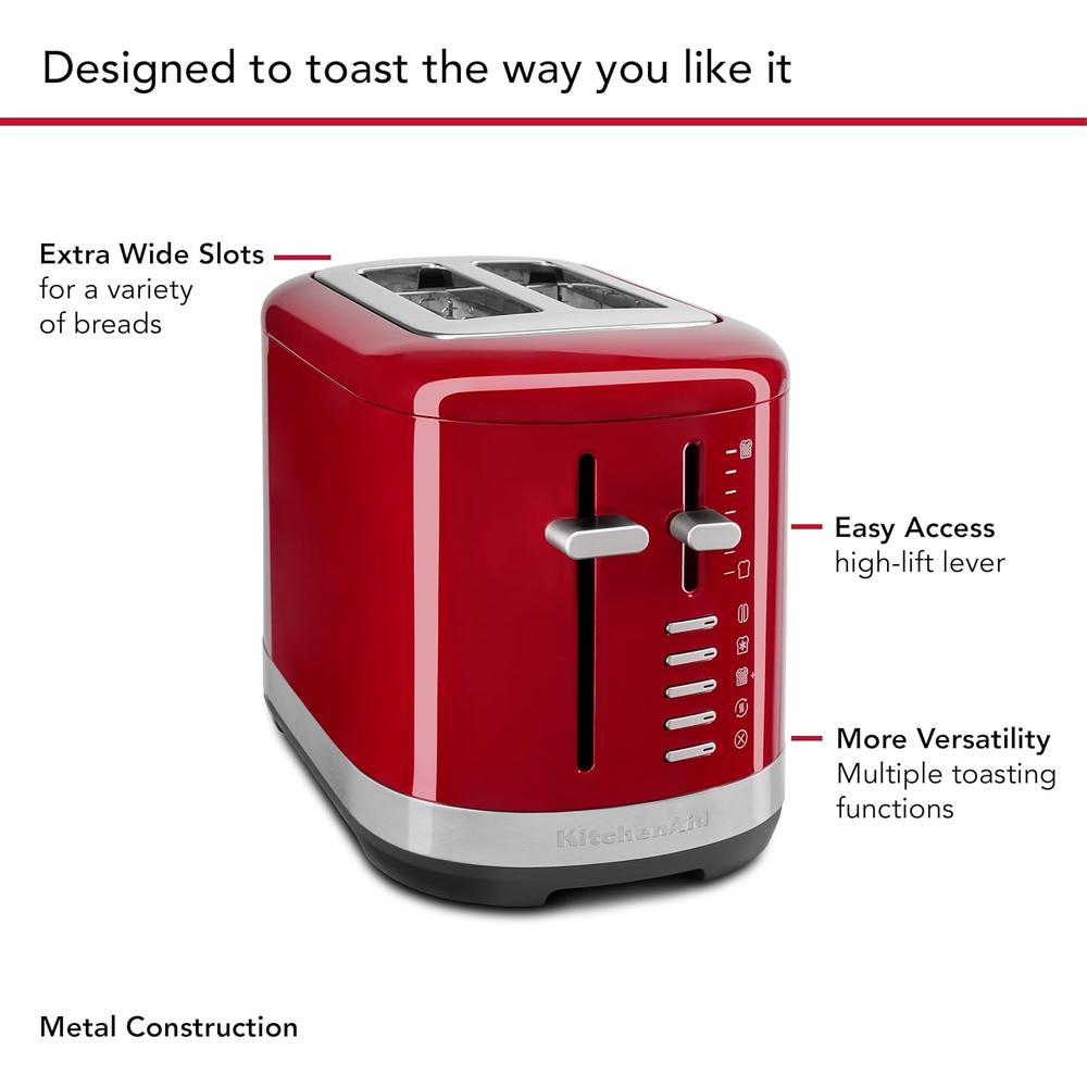 KITCHENAID, TOSTADORA AUTOMÁTICA 2 REBANADAS RANURAS EXTRA ANCHAS | ROJO - 4