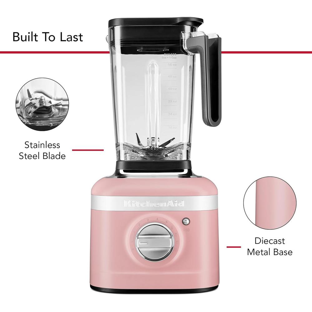 KITCHENAID KSB4028, LICUADORA VELOCIDAD VARIABLE K400 CON PRENSADOR | ROSA SECA - 4