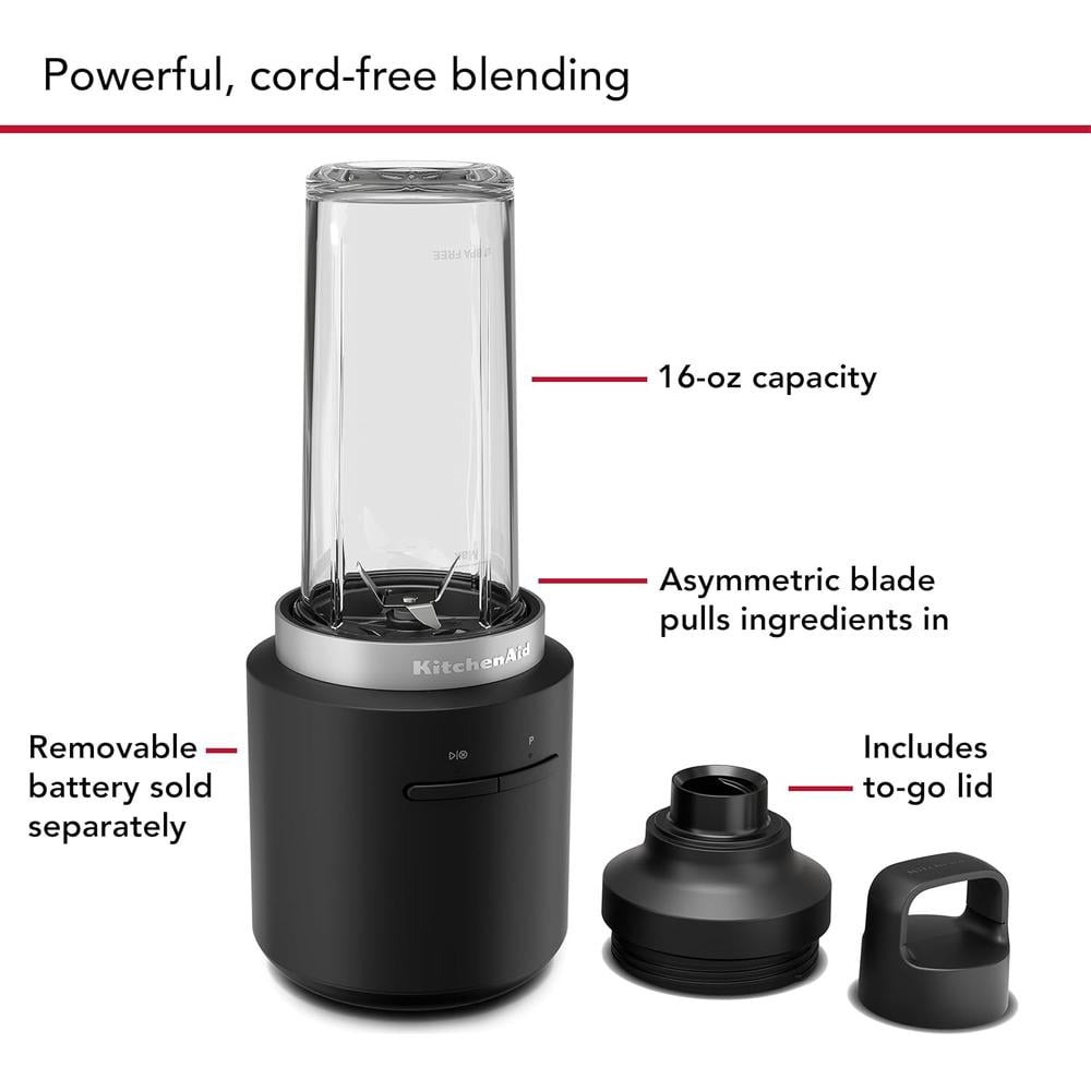 KITCHENAID KSBR200, BATIDORA PERSONAL INALÁMBRICA GO | NEGRO MATE - 3