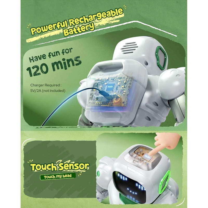 RUKO 1088 ROBOT INTELIGENTE PROGRAMABLE STEM CON CONTROL POR VOZ Y APLICACIÓN | VERDE - 4