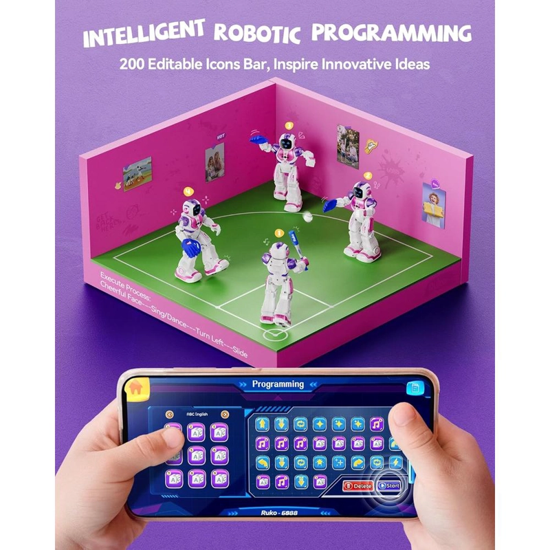RUKO 6088 ROBOT CON SENSOR DE GESTOS, RECARGABLE Y PROGRAMABLE | ROSADO - 4