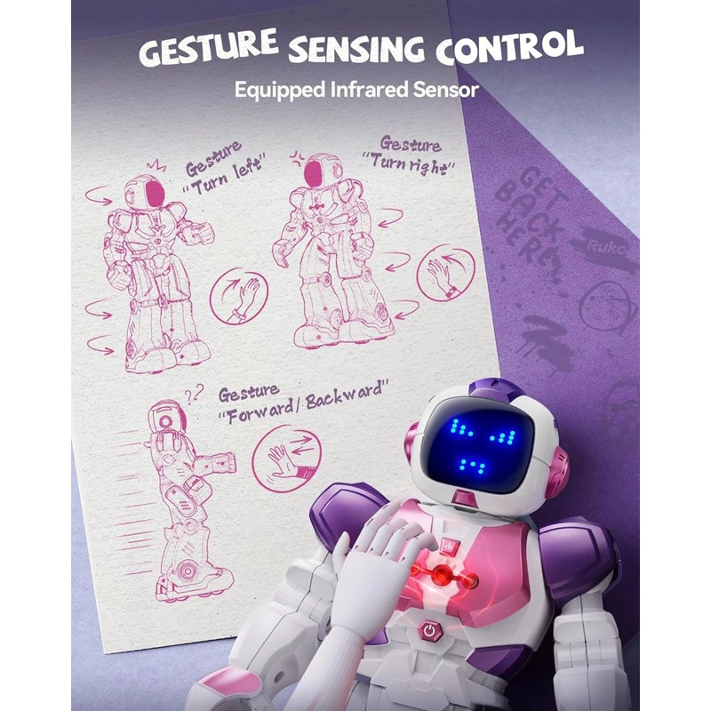 RUKO 6088 ROBOT CON SENSOR DE GESTOS, RECARGABLE Y PROGRAMABLE | ROSADO - 5