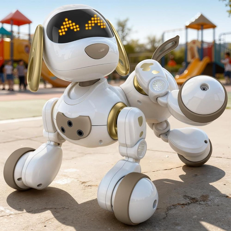 RUKO 18011 PERRO ROBOT CON CONTROL REMOTO Y GESTOS | BLANCO/ORO - 1