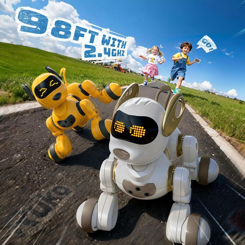 RUKO 18011 PERRO ROBOT CON CONTROL REMOTO Y GESTOS | BLANCO/ORO - 4