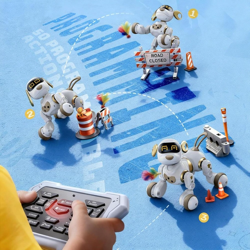 RUKO 18011 PERRO ROBOT CON CONTROL REMOTO Y GESTOS | BLANCO/ORO - 5